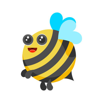Abstract Flat Cartoon Animal Insect Beetle Bee Fly Honey Yellow Animal Vector Design Style Elements Fauna Wildlife