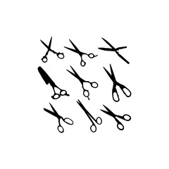 Scissors set icon silhouette design