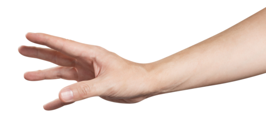 Outstretched hand, going to catch, grab or take something or somebody, cut out