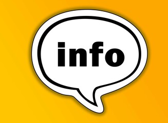 Info speech bubble isolated on the yellow background.
