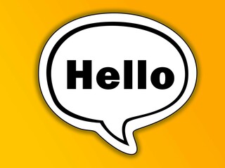 Hello speech bubble isolated on the yellow background.
