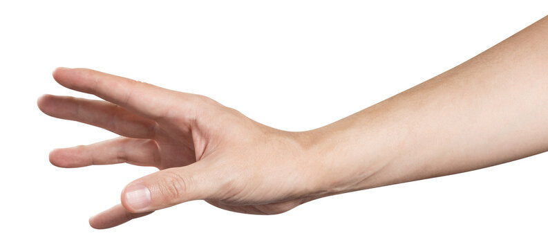 Outstretched hand, going to catch, grab or take something or somebody, cut out