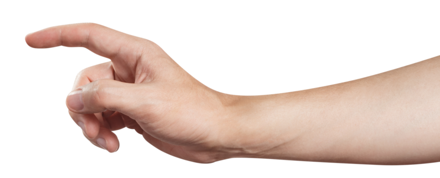 Hand touching or pointing at somebody or something, cut out