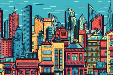 An animated depiction of the urban style and skyline of Shanghai. Generative AI