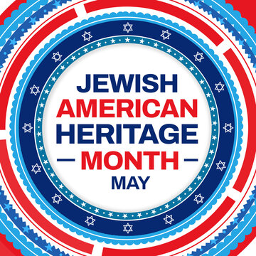 Jewish American Heritage Month wallpaper with rotating circle designs and colorful typography. American Jewish heritage month background design