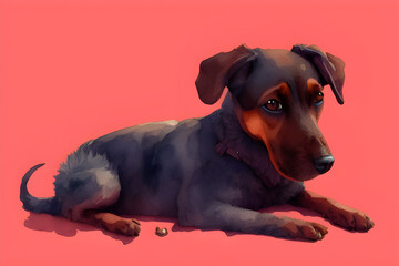 Sad dog, mongrel in need of a home, generative AI	