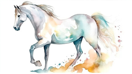 Obraz na płótnie Canvas a beautiful white stallion, Genetically engineered with artificial intelligence