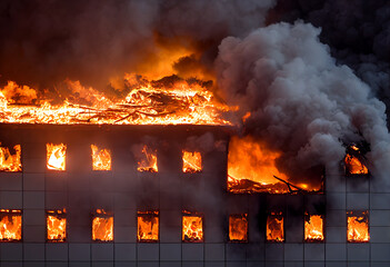 burning building gas explosion or city during the war, generative AI