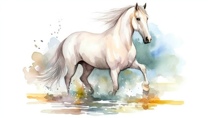 Fototapeta na wymiar a beautiful white stallion