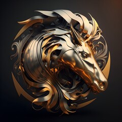 Image of a horse made of metal. Generative AI