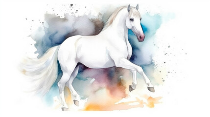 Fototapeta na wymiar a beautiful white stallion