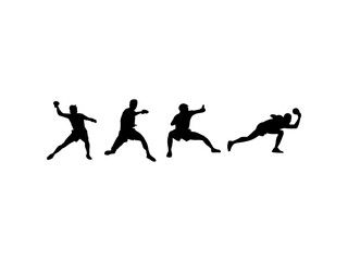 Obraz na płótnie Canvas Collection of table tennis players silhouettes. Table Tennis player action vector art, icons, and vector images. Black silhouettes of table tennis players with white background.