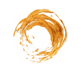 Png Gold bronze glitter brushstroke painting circle blot smear. Abstract glow shine stain on trasparent background.