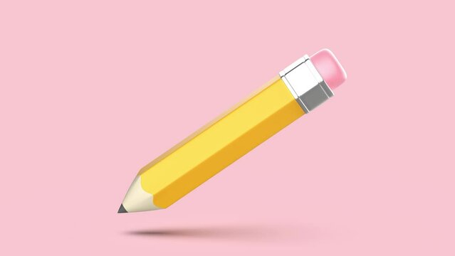 Spinning yellow pencil on pink background