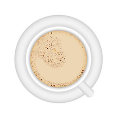Coffee cup close-up from above isolated on a white background. Vector design elements, illustration, Eps 10.