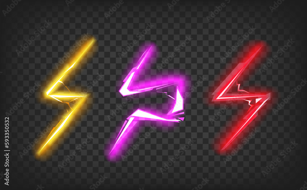 Aufkleber electric color flashes vector set isolated on transparent background