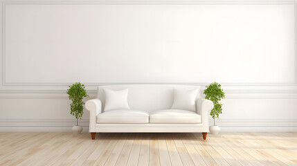 White clean sofa interior. Created using generative AI, Tuned.