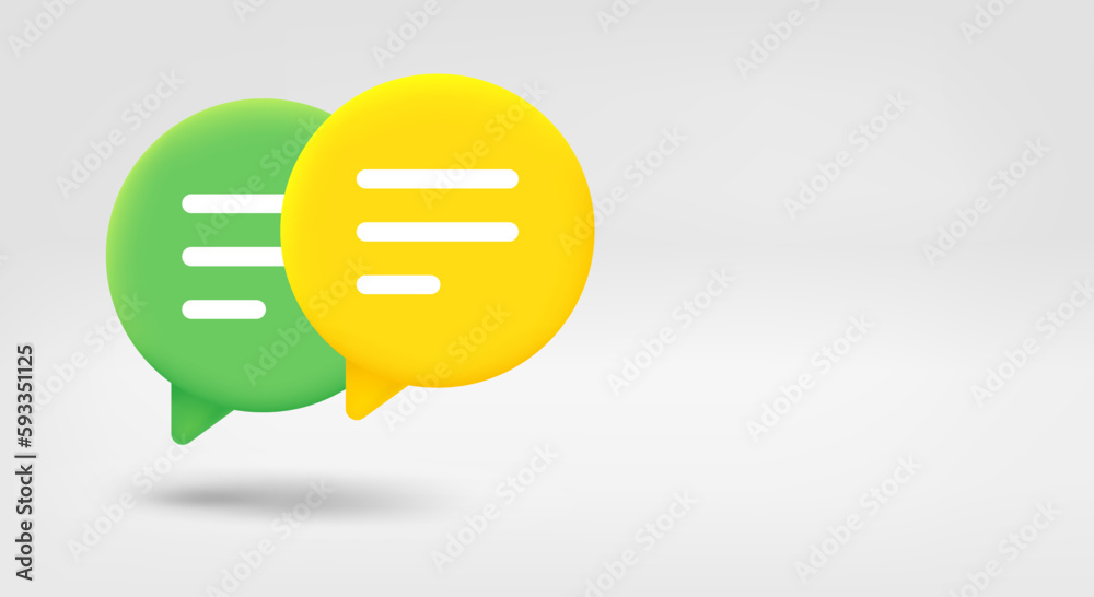 Poster Speech bubbles. Dialog concept. 3d vector banner with copy space