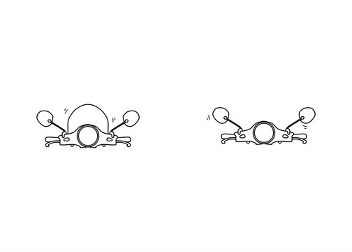 monochrome line art illustration of motorcycle handlebars in two types