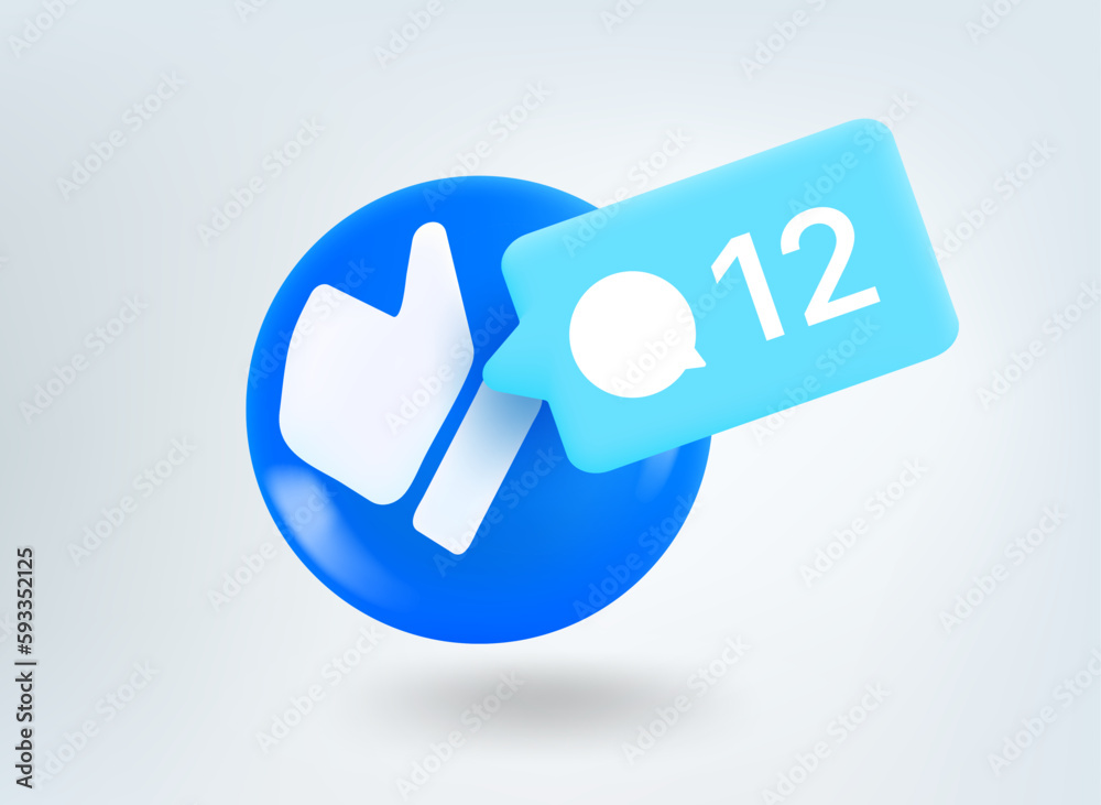 Poster Blog followers concept. 3d vector mobile application icon with notification