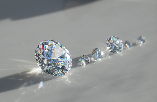The process of appraisal of diamonds at the workplace of buyer during the action. High quality photo