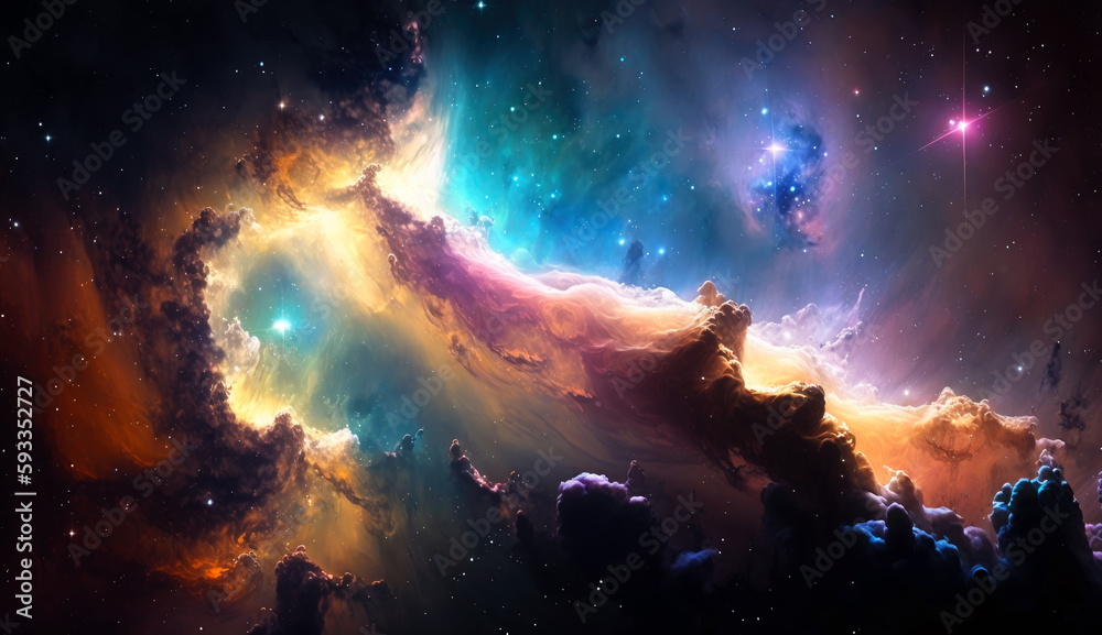 Poster cosmic space and stars, cosmic abstract background. generative ai.