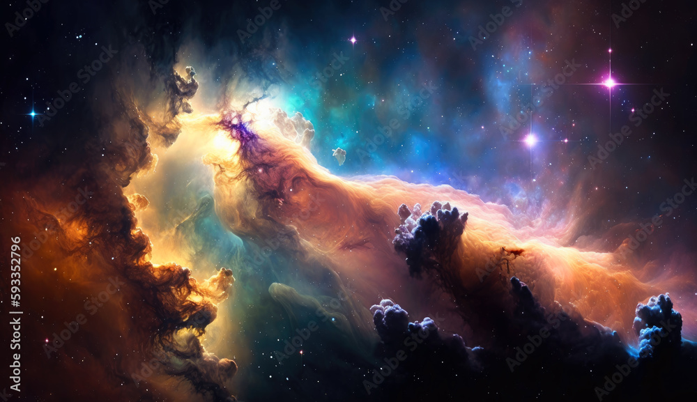 Poster Cosmic space and stars, cosmic abstract background. generative ai.