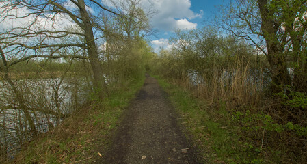 Belgium, Harchies - April 15, 2023 : beautiful view of the Harchies marshes