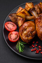 Delicious grilled chicken legs with spices and herbs in teriyaki sauce
