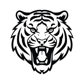 tiger head black and white style logo vector