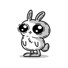 Cute little bunny. Isolated on white. Hand drawn cartoon vector illustration.