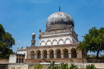 Fototapeta na wymiar Exterior of the Tomb of Begum Hayat Baksh, Qutub Shahi Tombs, Hyderabad, Telangana, India, Asia