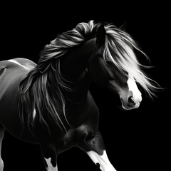 Obraz na płótnie Canvas Schwarz Weiß Bild von einem Pferd