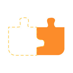 Obraz premium Connect two orange puzzle pieces. Vector stock illustration isolated on white background.