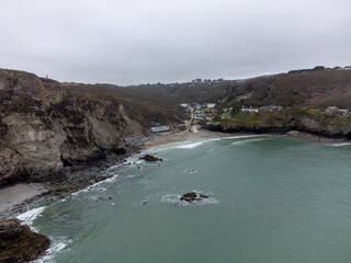 trevauance cove from the air cornwall England uk st agnes