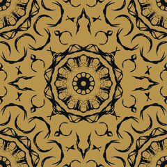 Gold and black decorative seamless pattern. Elegant endless ornate luxury background. Vector illustration