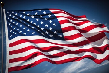 Fototapeta premium American flag waving in the wind, generative AI