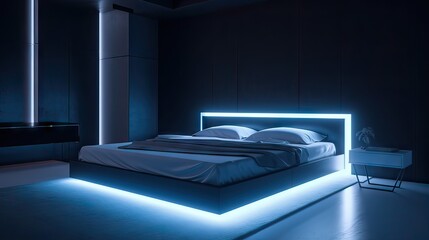 bedroom interior design scene, minimalistic, generative AI