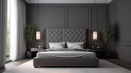 bedroom interior design scene, minimalistic, generative AI