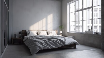 bedroom interior design scene, minimalistic, generative AI