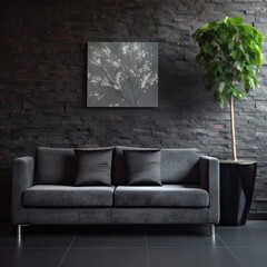 design scene with sofa, interior design, minimalistic and modern, generative AI