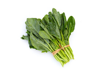 Collard greens on white background.