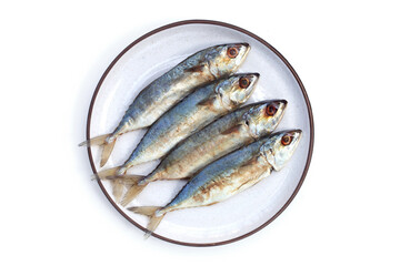 Salted fish on white background.