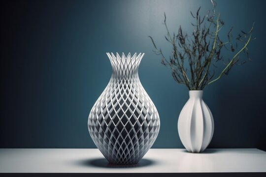 3D printed vase with flowers