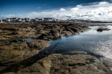 City Of Guilvinec And Stone Beach At The Finistere Atlantic Coast In Brittany, France