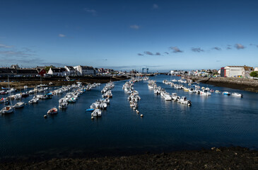Harbor And Fishing Boats Of Finistere City Guilvinec At The Coast Of Atlantic In Brittany, France