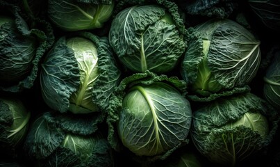 Fototapeta premium a pile of green lettuce sitting next to each other. generative ai