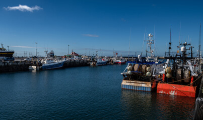 Harbor And Fishing Boats Of Finistere City Guilvinec At The Coast Of Atlantic In Brittany, France