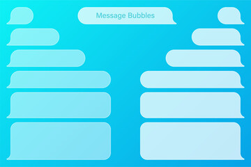 Obraz premium Blank transparent various message bubbles on colorful background. Chat or messenger speech bubble. SMS text frame. Short message sending. Vector illustration