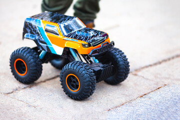 Remote control car. SUV 4x4 with big wheels monster truck